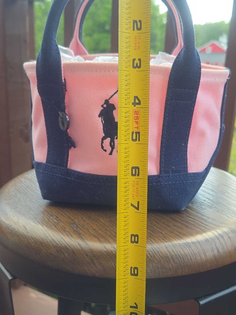 Polo Ralph Lauren Mini Canvas Tote Bag Pink & Navy - Picture 3 of 12